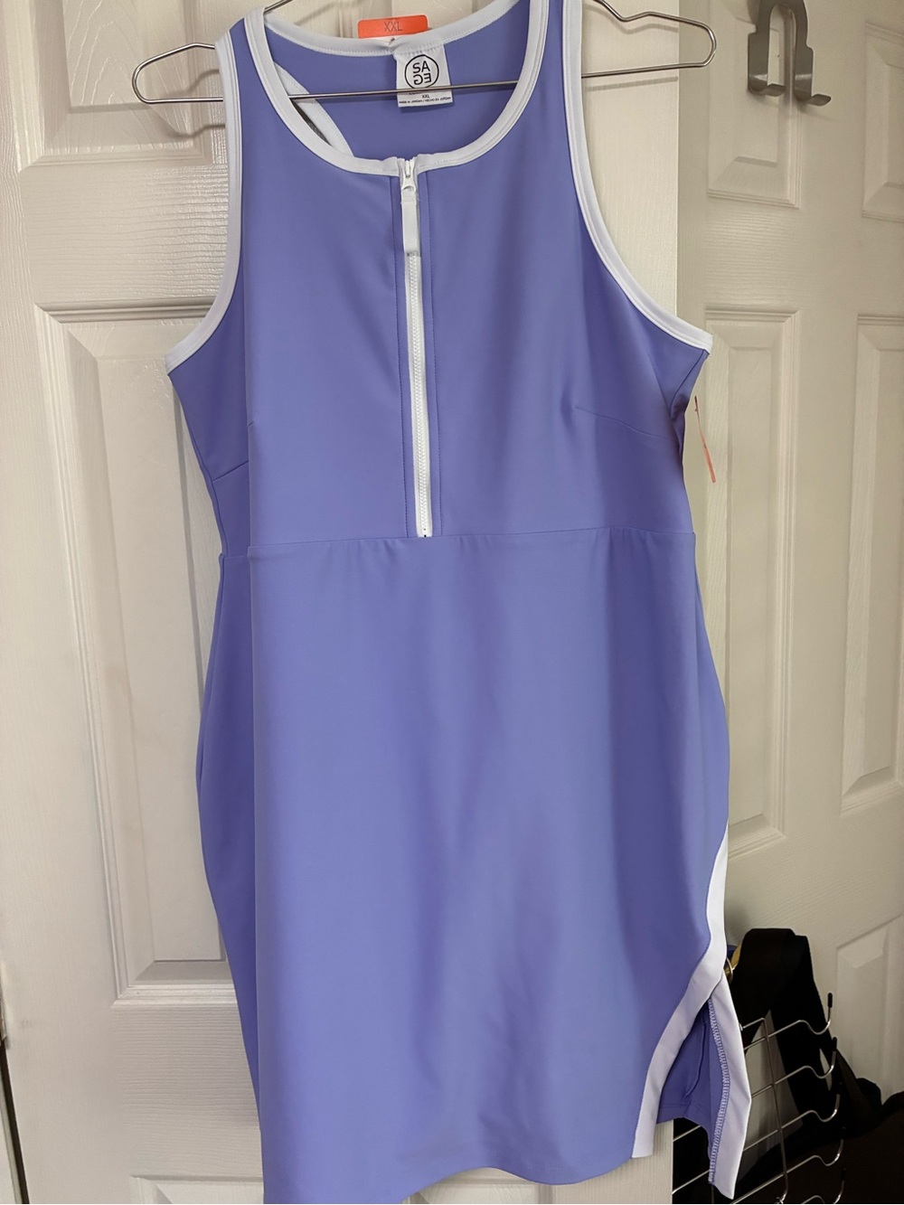 Sage Lavender Zip-Front Sleeveless Bodysuit